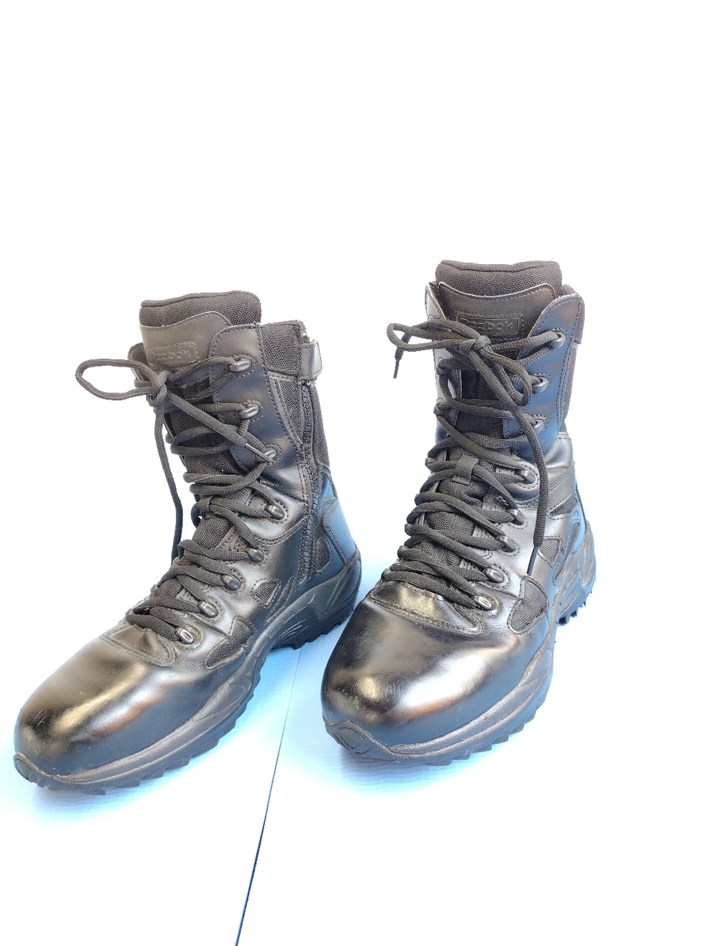 Reebok Rapid Response RB8875 Men's Leather Work 8" Boots Side Zipper Size 10 - Picture 1 of 12